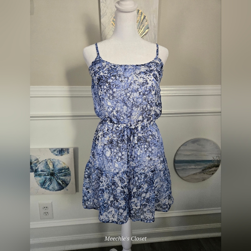 Express Blue Marble Print Spaghetti Strap Romper XS Small New without Tag